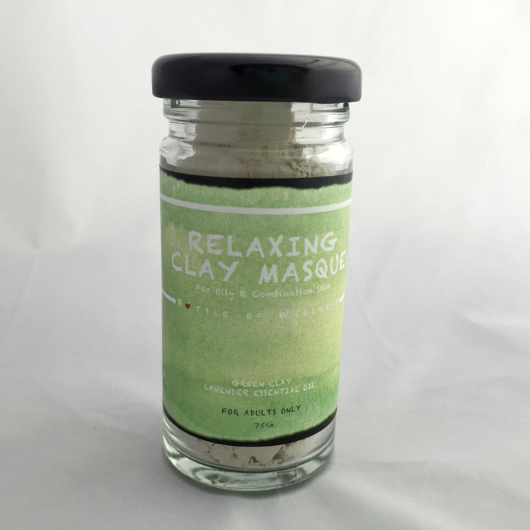 DISCONTINUED: Relaxing Clay Masque - For Oily & Combination Skin (75g) - Bottle of Wellness | HOMEMADE & NATURAL WELLNESS IN A BOTTLE. NO NASTIES!