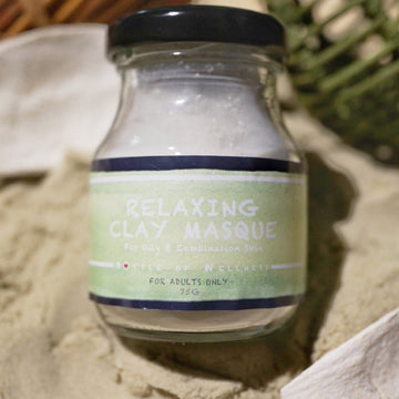 DISCONTINUED: Relaxing Clay Masque - For Oily & Combination Skin (75g) - Bottle of Wellness | HOMEMADE & NATURAL WELLNESS IN A BOTTLE. NO NASTIES!