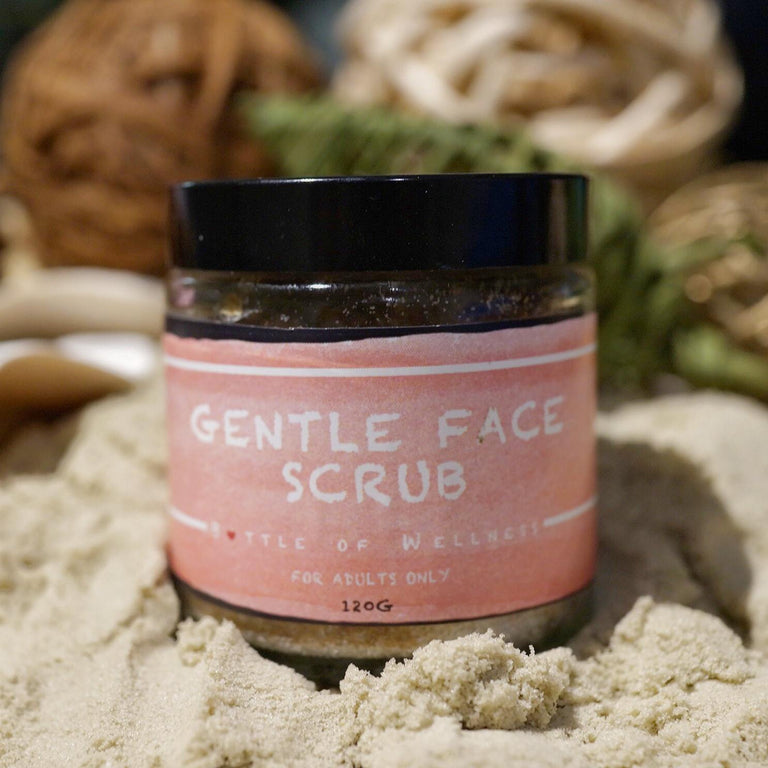 DISCONTINUED: Gentle Face Scrub (120ml) - Bottle of Wellness | HOMEMADE & NATURAL WELLNESS IN A BOTTLE. NO NASTIES!