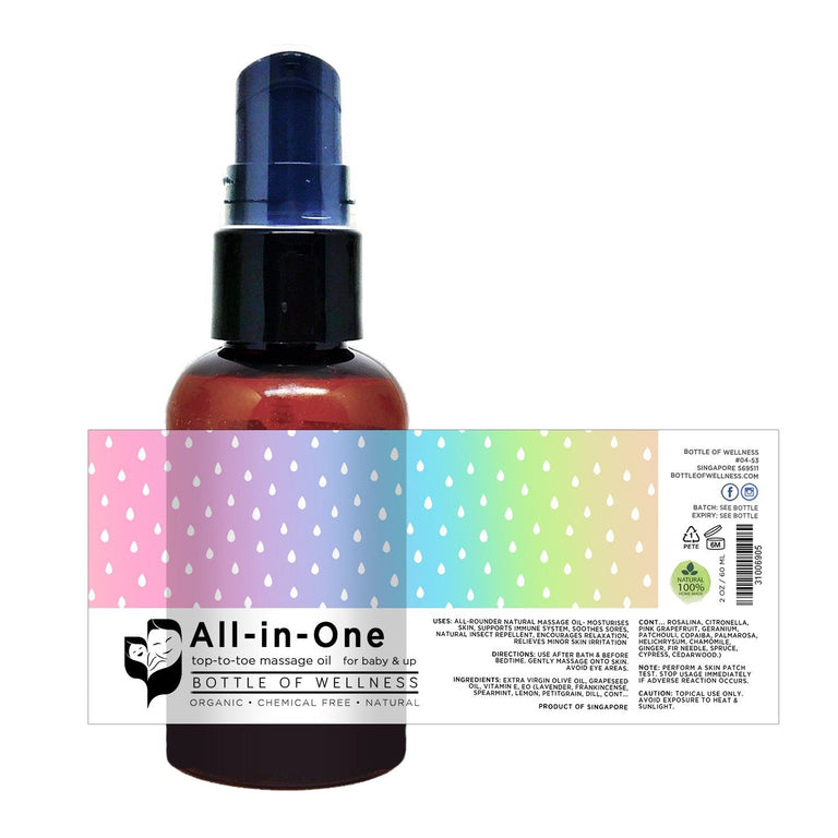 All-in-One Top-to-toe Massage Oil (60ml) - Bottle of Wellness | HOMEMADE & NATURAL WELLNESS IN A BOTTLE. NO NASTIES!